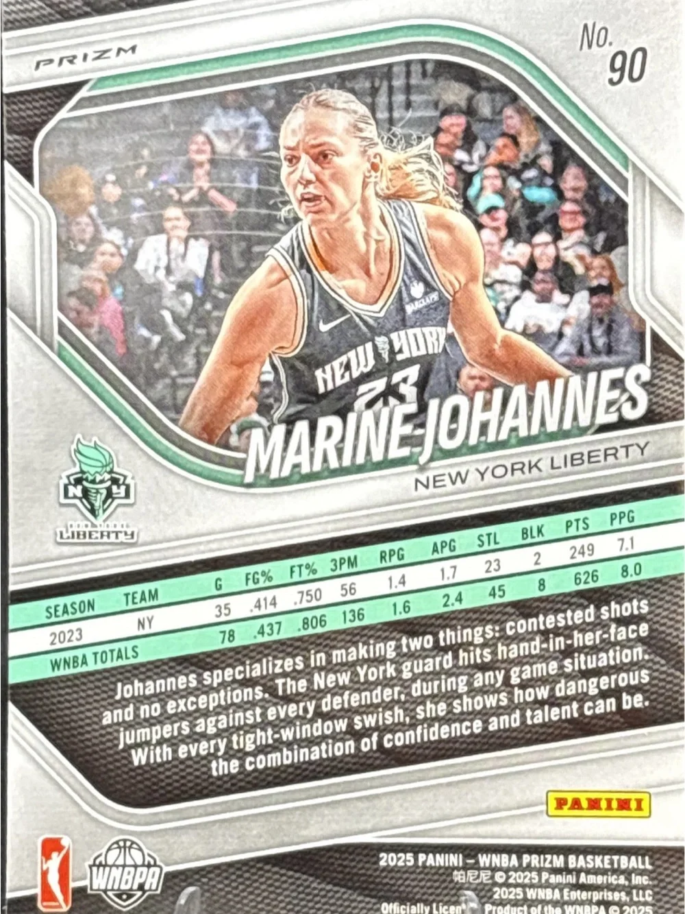 Panini Prizm Green Holographic Marine Johannes Trading Card
